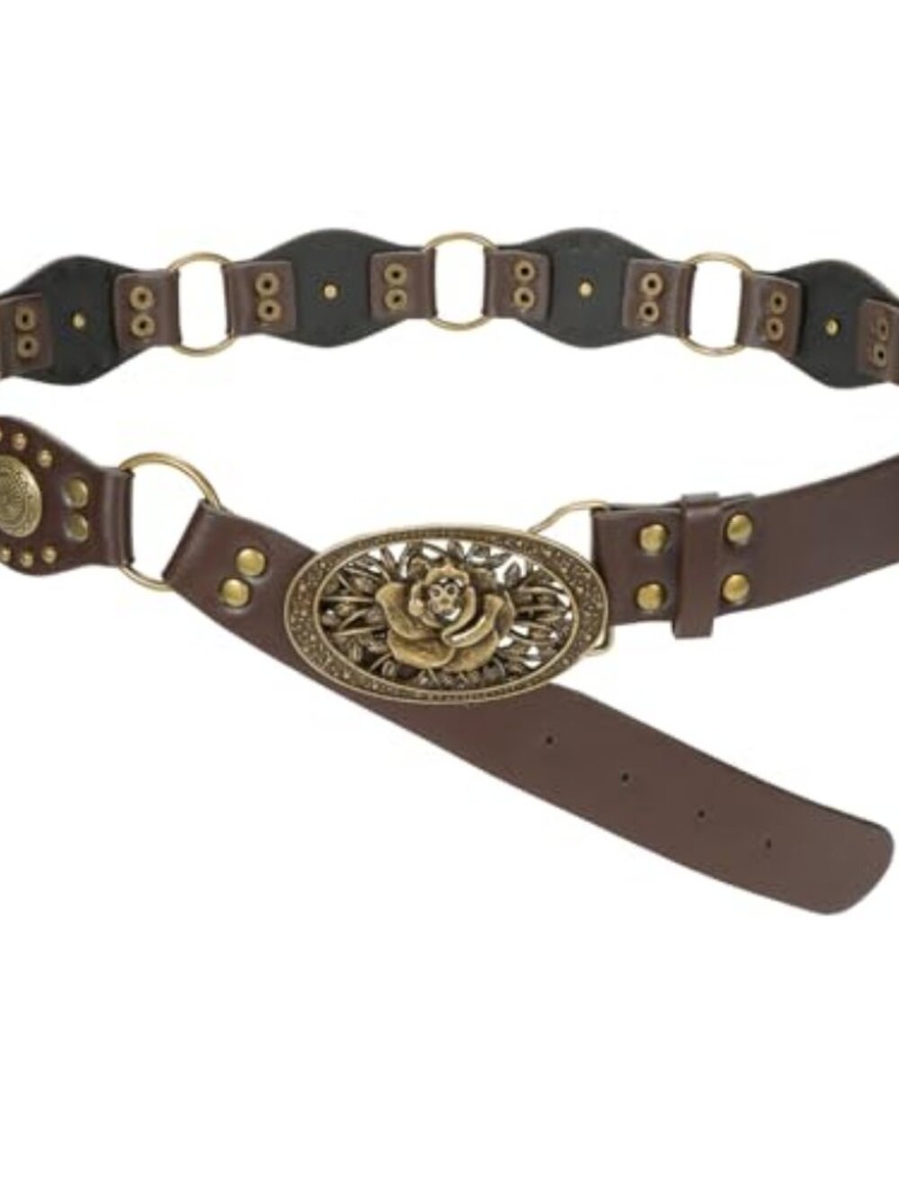 Western Leather Belts for Women Vintage Cowgirl Coowboy Studded Rivets Belt